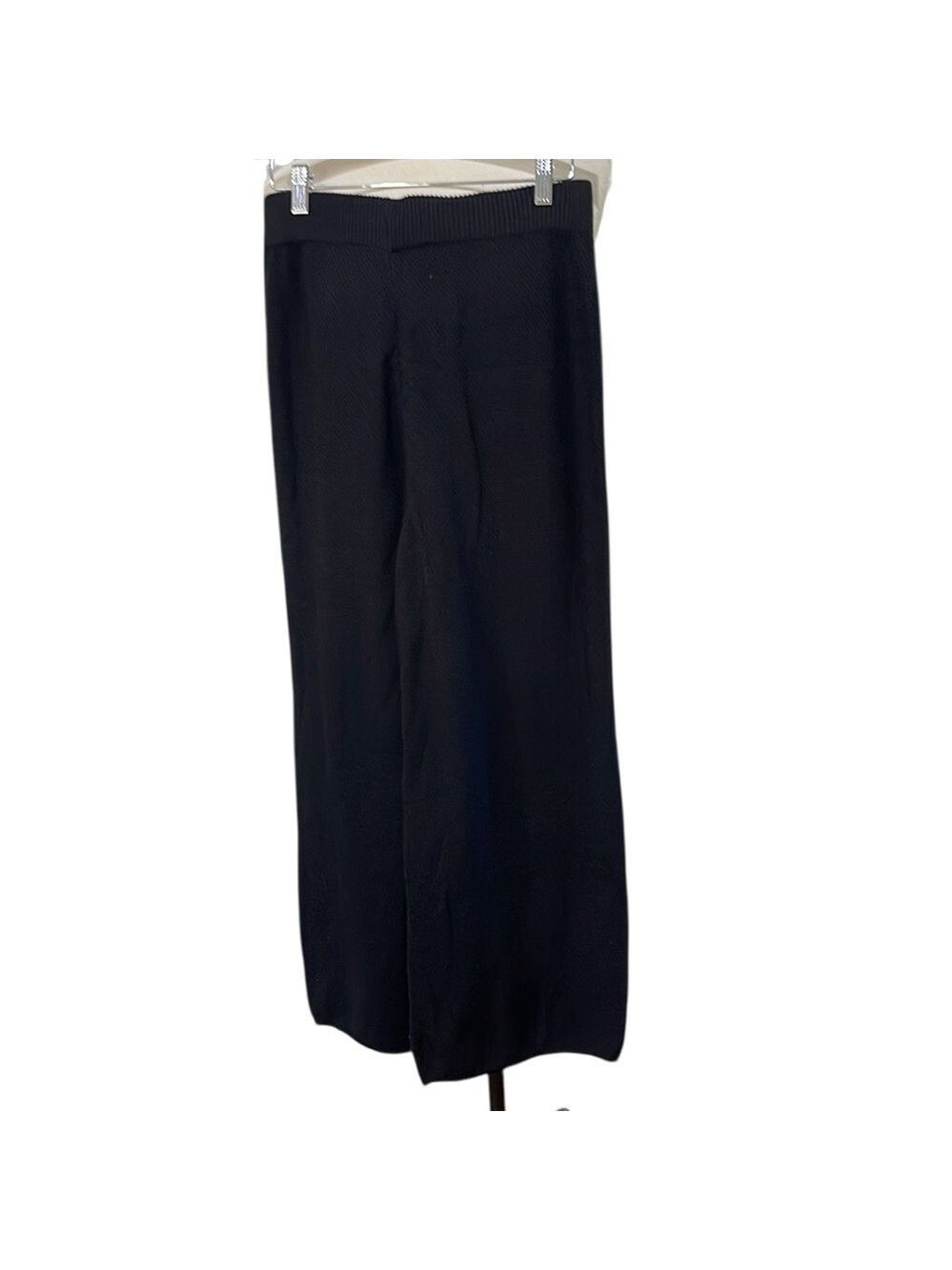NWT Caracilia 2pc Waffle Knit Set Henley Tunic Top Wide Leg Pants SZ L Black - Picture 8 of 10